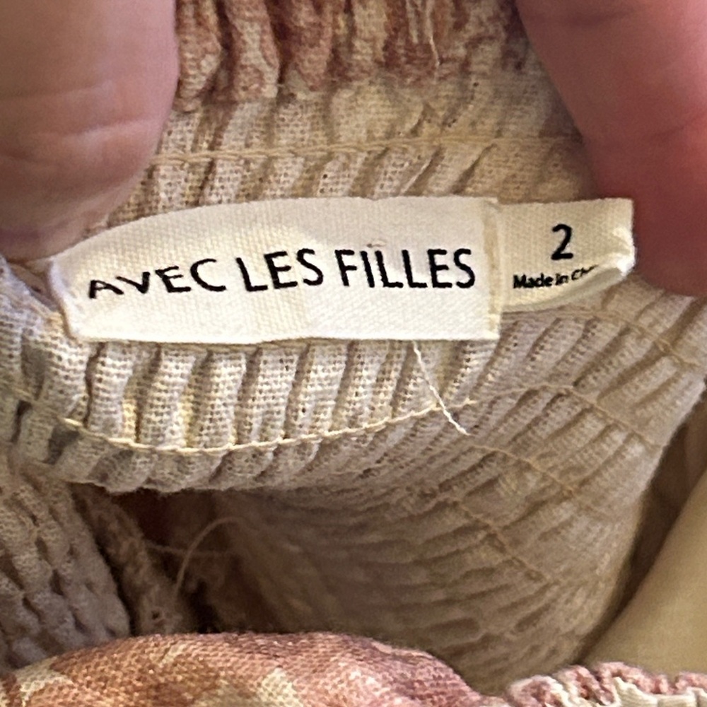 Avec Les Filles Women's Print Puff Sleeve Linen Blend Minidress - Picture 3 of 9